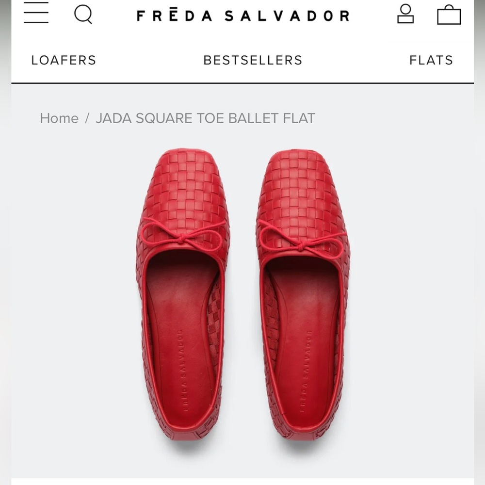 Freda Salvador red Jada square toe ballet flat us 6.5